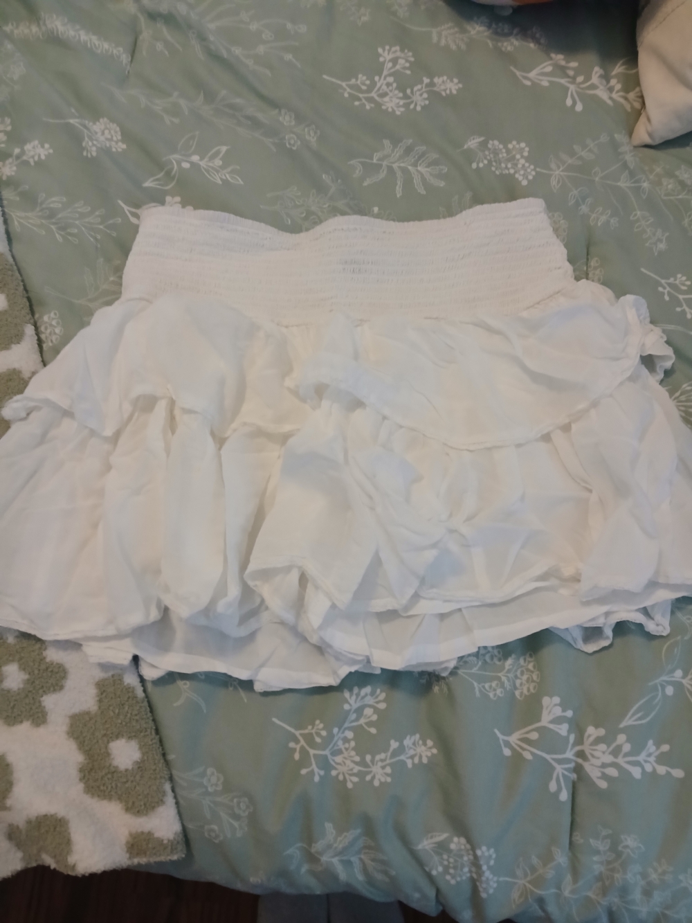 American Eagle Outfitters White Ruffle Tiered Mini Skirt